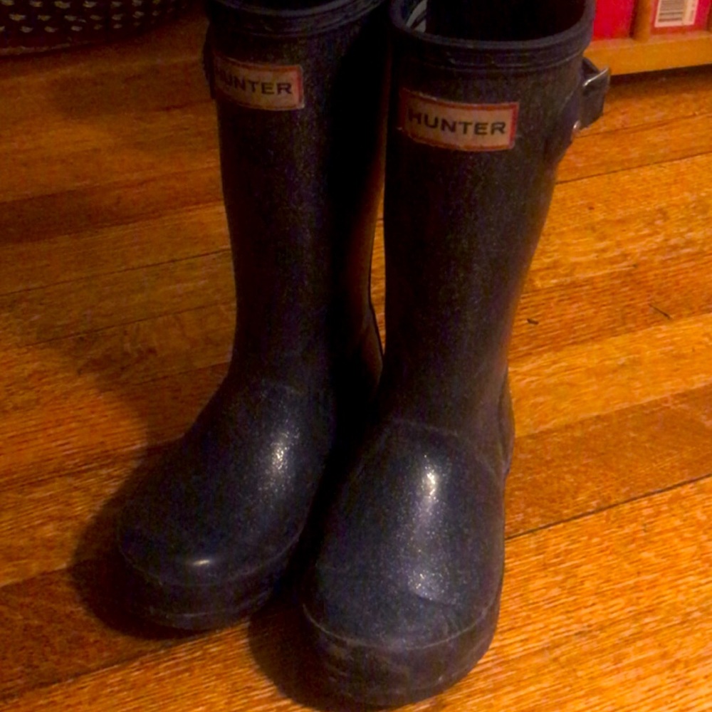 Hunter Navy Sparkle Boots size 28